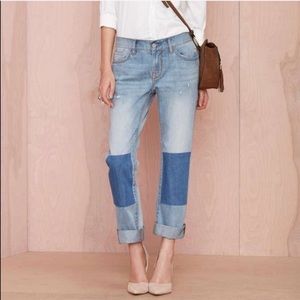 Nasty Gal Patch Knee Relaxed Fit Boyfriend Jeans
